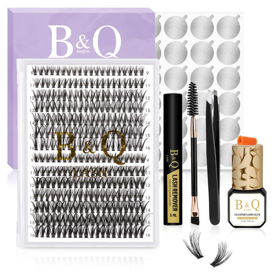 Picture of DIY Lash Extension Kit B&Q 280 pcs Individual Eyelash Extension Kit 9-16MIX 30D 50D Cluster Lashes Kit with Lash Glue Remover and Applicators for Eyelash Extensions Beginners(Kit-30D50D,9-16MIX)