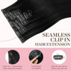 Picture of GOO GOO Seamless Clip In Hair Extensions Remy Real Human Hair Extension with Invisible PU Skin Weft 14inch Jet black Natural & Thick & Straight Hair Extensions for Women