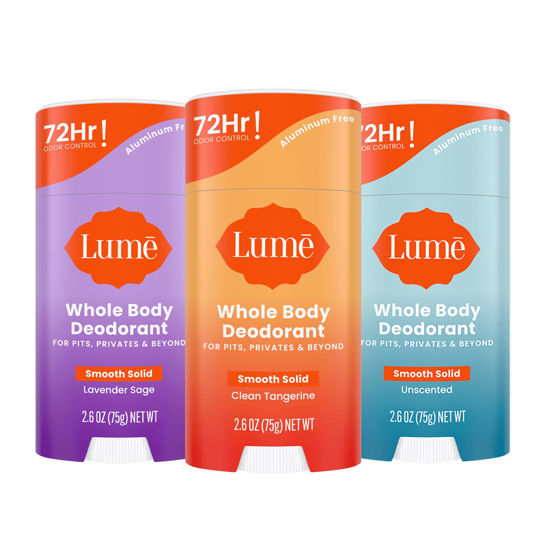 Lume Solid Deodorant Stick - Whole Body Deodorant - Aluminum-Free Baking  Soda-Free Hypoallergenic Safe For Sensitive Skin - 2.6 Ounce Solid Stick  Two-Pack (Clean Tangerine)