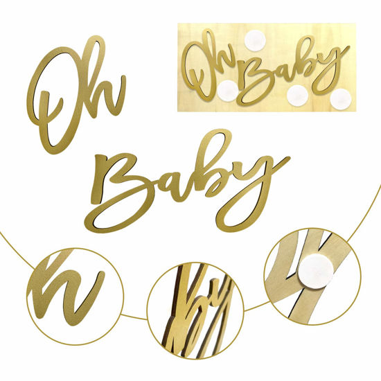 Getuscart- Wooden Baby Shower Sign With Gold Painted, Perfect Baby 