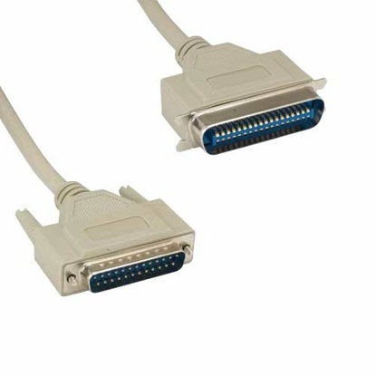 Picture of KENTEK 6 Feet FT DB25 to CN36 Parallel Printer Data Cable Cord RS-232 28 AWG Uni-Directional 25 to 36 Pin Molded Male to Male M/M Centronics 25C Port for IBM PC Dot-Matrix Laser Printer