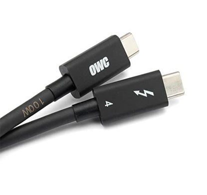 Picture of OWC Thunderbolt 4 Cable, Thunderbolt Certified, 1.0 Meter (3.28 ft.), 40 Gb/s Data Transfer, 100W Power Charging, Compatible with Thunderbolt 4, Thunderbolt 3, USB-C, and USB4 Devices, Black