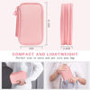 Picture of FYY Electronic Organizer, Travel Cable Organizer Bag Pouch Electronic Accessories Carry Case Portable Waterproof Double Layers Storage Bag for Cable, Cord, Charger, Phone, Earphone, Medium Size, Pink