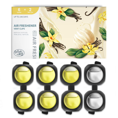 Picture of Car Air Freshener Vent Clips, 8 Pack, Provides Long-Lasting Scent, Up to 240 Days, Odor Eliminator (Vanilla)