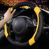 Picture of CAR PASS Line Rider Microfiber Leather Sporty Steering Wheel Cover Universal Fits for 95% Truck,SUV,Cars,14.5-15inch Anti-Slip Safety Comfortable Desgin (Black-Yellow)