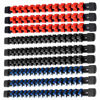 Picture of ALOANES 9 PC ABS Socket Organizer, 1/2 inch, 3/8 inch and 1/4 inch Drive Socket Rail Holders, Heavy Duty Socket Racks, Black Rails with Red, Blue and Black Clips