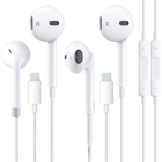 2 Pack Compatible with Apple Earbuds Wired Lightning Connector[Apple MFi  Certified](Built-in Microphone&Volume Control) iPhone Headphones Earphones