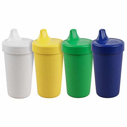 Picture of Re Play 4pk - 10 oz. No Spill Sippy Cups for Baby, Toddler, and Child Feeding in White, Yellow, Kelly Green and Navy - BPA Free - Made in USA from Eco Friendly Recycled Milk Jugs - Nautical