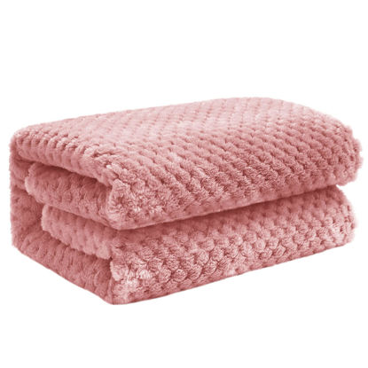 Picture of Exclusivo Mezcla Waffle Textured Fleece Baby Blanket, Soft and Warm Swaddle Blanket, Infant, Newborn, Toddler and Kids Receiving Blankets for Crib Stroller (Dusty Pink, 40x50 inches)