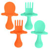 Picture of grabease Baby and Toddler Self-Feeding Utensils, Prevent Choking, Baby-Led Weaning, BPA, Phthalates, 2 Sets, Mint & Orange