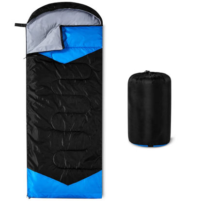 Picture of oaskys Camping Sleeping Bag - 3 Season Warm & Cool Weather - Summer, Spring, Fall, Lightweight, Waterproof for Adults & Kids - Camping Gear Equipment, Traveling, and Outdoors (Black XL, 39in x 90.5in)