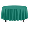 Picture of 12-Pack Premium Plastic Tablecloth 84in. Round Table Cover - Teal