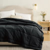 Picture of Bedsure Duvet Insert Full Comforter Black - All Season Quilted Down Alternative Comforter for Full Bed, 300GSM Mashine Washable Microfiber Bedding Comforter with Corner Tabs