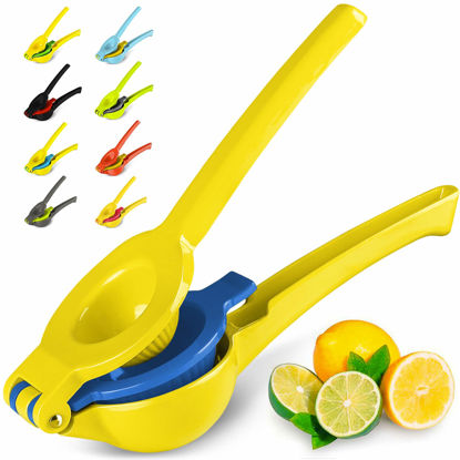 Picture of Zulay Metal 2-In-1 Lemon Lime Squeezer - Hand Juicer Lemon Squeezer - Max Extraction Manual Citrus Juicer (Vibrant Gold and Princess Blue)