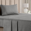 Picture of Twin Size Sheet Set - Breathable & Cooling Sheets - Softer Than Jersey Cotton - Same Look as Jersey Knit Sheets & T-Shirt Sheets - Deep Pockets - 3 Piece Set - Wrinkle Free - Heathered Grey - 4PC