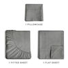 Picture of Twin Size Sheet Set - Breathable & Cooling Sheets - Softer Than Jersey Cotton - Same Look as Jersey Knit Sheets & T-Shirt Sheets - Deep Pockets - 3 Piece Set - Wrinkle Free - Heathered Grey - 4PC