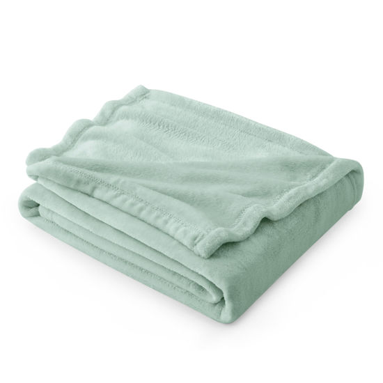 Picture of Bedsure Sage Green Fleece Blanket Throw Blanket Jadeite - 300GSM Soft Lightweight Plush Cozy Blankets for Bed, Sofa, Couch, Travel, Camping