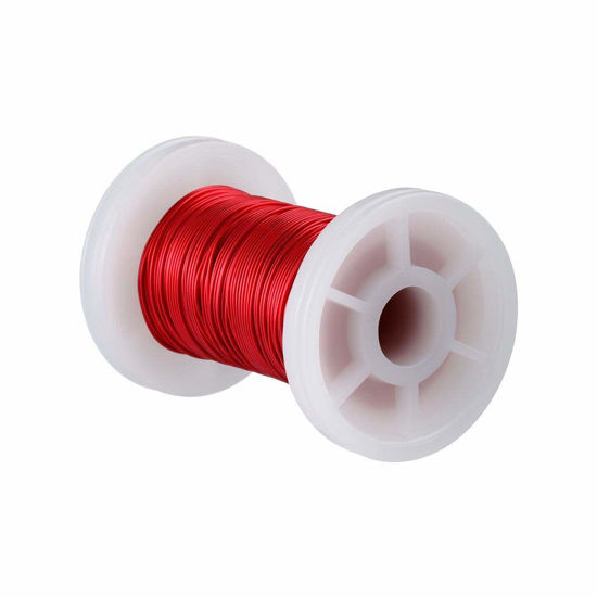 Picture of BNTECHGO 24 AWG Magnet Wire - Enameled Copper Wire - Enameled Magnet Winding Wire - 2 oz - 0.0197" Diameter 1 Spool Coil Red Temperature Rating 155℃ Widely Used for Transformers Inductors