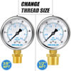 Picture of MEANLIN MEASURE 0~50Psi Stainless Steel 1/4" NPT 2.5" FACE DIAL Liquid Filled Pressure Gauge WOG Water Oil Gas Lower Mount