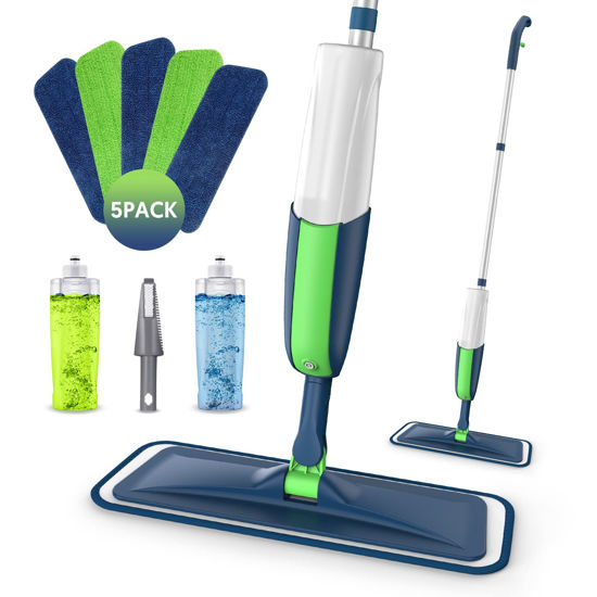 Picture of Spray Mops Microfiber Floor Mops for Floor Cleaning - MEXERRIS Wet Mops Dust Mop with 2 Refillable Bottles and 5 Mop Pads Wood Floor Cleaning Mop for Hardwood Laminate Vinyl Tiles Floors Cleaning