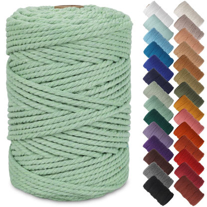 Picture of NOANTA Light Green Macrame Cord 4mm x 109yards, Colored Macrame Rope, Cotton Rope Macrame Yarn, Colorful Cotton Craft Cord for Wall Hanging, Plant Hangers, Crafts, Knitting
