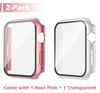 Picture of Misxi [2 Pack] for Apple Watch Series 8 Series 7 41mm Waterproof Anti-Scratch Case with Button, Lightweight Hard PC Cover with Tempered Glass Screen Protector for iWatch, 1 Rose Pink + 1 Transparent