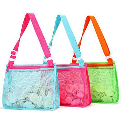 Tagitary Beach Toys Large Mesh Beach Bag with Zipper Sand Toy