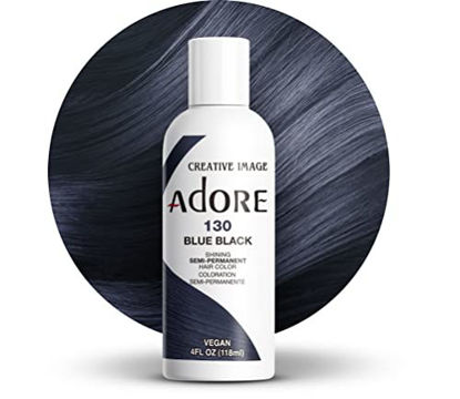 Picture of Adore Semi Permanent Hair Color - Vegan and Cruelty-Free Hair Dye - 4 Fl Oz - 130 Blue Black (Pack of 1)