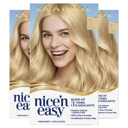 Picture of Clairol Nice'n Easy Permanent Hair Dye, 10 Extra Light Blonde Hair Color, Pack of 3