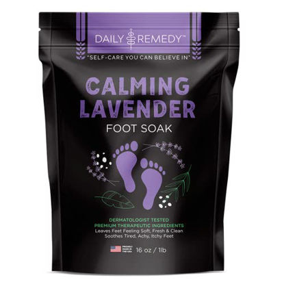 Picture of Calming Lavender Foot Soak with Epsom Salt, Made in USA, Foot Soak Soothes Sore Tired Feet, Athletes Foot, Stubborn Foot Odor, Softens Calluses & Helps Treat Toenail, 16 oz 1 lb