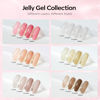 Picture of Modelones Jelly Gel Nail Polish Set 6 Colors, Summer Translucent Sheer Pink Milky White Nude Brown Soak Off Icy Korean Trend Transparent Nail Art Salon DIY Kit Design Manicure at Home Gifts for Girls Women