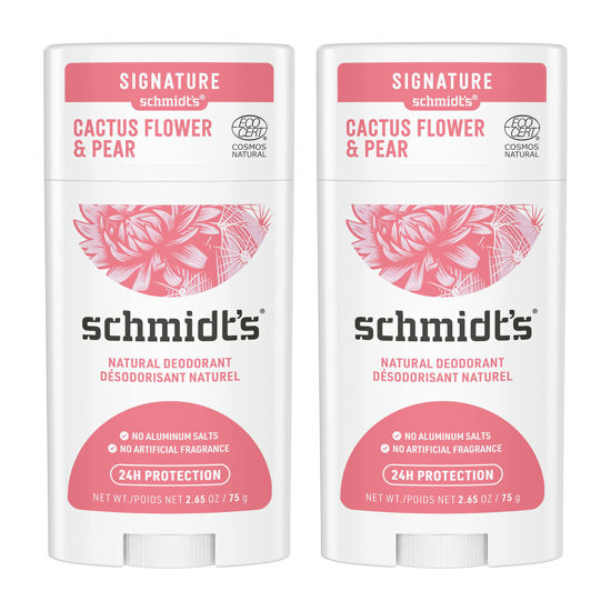 Picture of Schmidt's 100% Natural Origin Ingredient Deodorant Stick Cactus Flower & Pear 2 Count for 24-Hour Odor Protection 2.65 oz