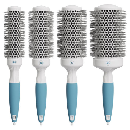 Picture of Osensia Round Brush Set for Blow Drying | Hair Brush Blow Dryer | Ceramic Ionic Thermal Brush Kit | Hair Brushes for Women and Men | Wet Hair Brush for Styling and Volume | Hair Brush Bundle Set of 4