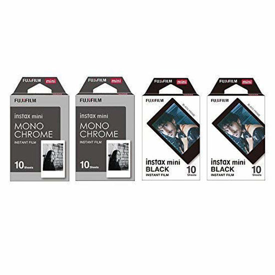 Picture of Fujifilm Instax Mini Instant Film 4-PACK BUNDLE SET , Monochrome ( 10 x 2 ) + Black Frame ( 10 x 2 ) 90 8 70 7s 50s 25 300 Camera SP-1 Printer