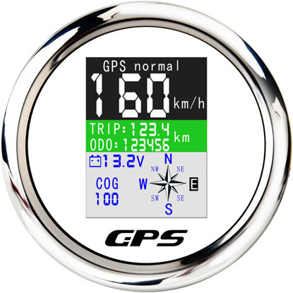 Picture of MAIMEIMI GPS Speedometer 85mm Boat GPS Speedometer Odometer Waterproof White Antenna TFT Screen Digital MPH Knots Km/h for Boat Marine 9-32V Car Motorcycle