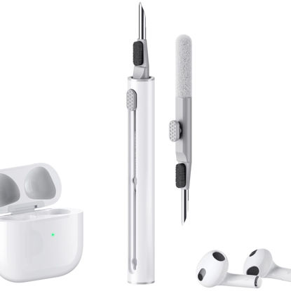 Picture of Cleaner Kit for Airpods Pro 1 2 3 Multi-Function Cleaning Pen with Soft Brush Flocking Sponge for Bluetooth Earphones Case Cleaning Tools White