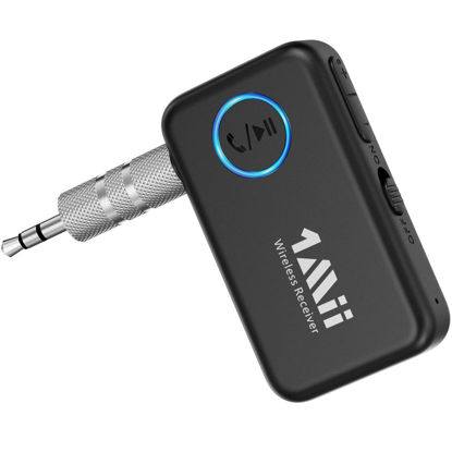 Picture of 1Mii Bluetooth AUX Adapter for Car, Bluetooth 5.2 Wireless Audio Receiver for Home Stereo/Car Stereo/Wired Headphones/Speaker with Volume Control, Hands-Free Calls, Dual Connection, 13H Battery Life