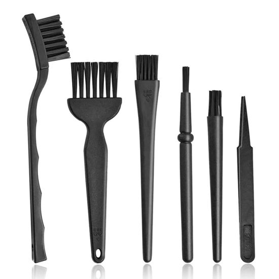 Picture of Keyboard Brush,6 in 1 Multi-Purpose Portable Plastic Handle Nylon Anti Static Brush Kit Fit for MacBook Laptop,Phone,Computer Keyboard,Machine,Car Interior Detailing,PP Handle,Razor Cleaning Brush