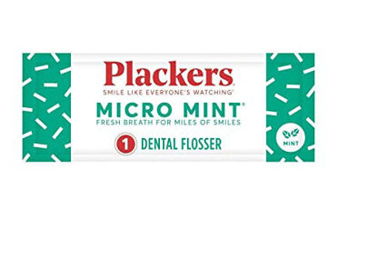 Picture of Plackers Micro Mint Dental Floss Picks, Made with Super TufFloss®, Protected Fold Away Pick, Easy to Use, Cool Mint, Green, Individually Wrapped, 500 Count