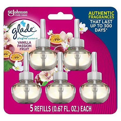 Picture of Glade PlugIns Refills Air Freshener, Scented and Essential Oils for Home and Bathroom, Vanilla Passion Fruit, 3.35 Fl Oz, 5 Count