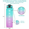 Picture of EYQ 32 oz Water Bottle with Time Marker, Carry Strap, Leak-Proof Tritan BPA-Free, Ensure You Drink Enough Water for Fitness, Gym, Camping, Outdoor Sports（Green/Purple Gradient）