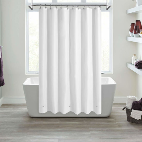 Picture of Mrs Awesome Shower Curtain Liner with 3 Magnets: PEVA Plastic White Shower Liner Curtain for Bathroom, Waterproof, 72 x 72, White