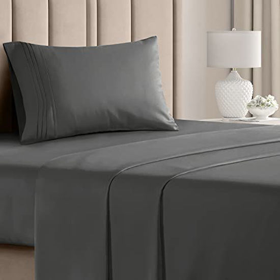 Picture of Twin Size Sheet Set - Breathable & Cooling Sheets - Hotel Luxury Bed Sheets - Extra Soft - Deep Pockets - Easy Fit - 3 Piece Set - Wrinkle Free - Comfy - Charcoal Bed Sheets - Twins Sheets - 3 PC