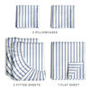 Picture of Striped Bed Sheets - Pin Striped Sheets - Blue and White Sheets - White and Blue Striped Sheets - Split King Striped Sheets - Hotel Luxury Bed Sheets - Deep Pockets - Breathable & Cooling Sheets