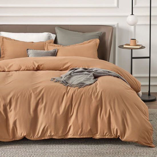 Picture of Bedsure Twin/Twin XL Duvet Cover Kids - Soft Brushed Microfiber Duvet Cover Twin, 2 pcs, Includes 1 Kids' Burnt Orange Duvet Cover (68"x90") with Zipper Closure & 1 Pillow Sham, NO Comforter