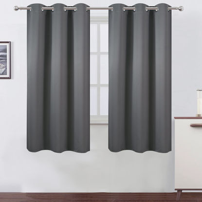 Picture of LEMOMO Frost Grey Blackout Curtains 40 x 63 Inch Length/Set of 2 Curtain Panels/Thermal Insulated Room Darkening Blackout Curtains for Bedroom