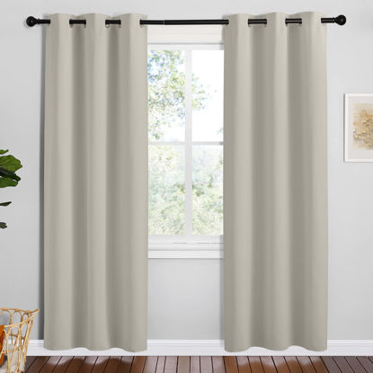 Picture of NICETOWN Kitchen 78 inches Long Curtains for Decoration, Natural, 2 Panels, 42 inches Wide, Thermal Insulated Grommet Room Darkening Draperies/Panels for Laundry