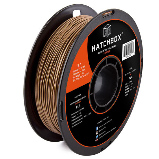 Picture of HATCHBOX 1.75mm Copper PLA 3D Printer Filament, 1 KG Spool, Dimensional Accuracy +/- 0.03 mm, 3D Printing Filament