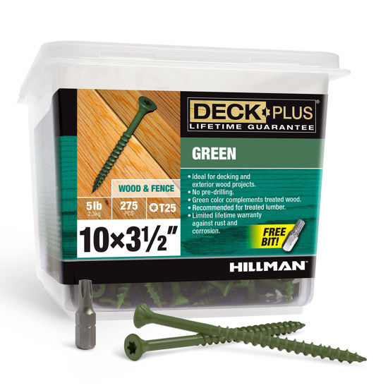 Picture of Deck Plus 48408 Wood Screws #10 x 3-1/2", Green, 5lb Box