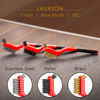 Picture of Lavaxon Wire Brush Set 3Pcs - Nylon/Brass/Stainless Steel Bristles with Curved Handle Grip for Rust, Dirt & Paint Scrubbing with Deep Cleaning - 7 Inches (Red)